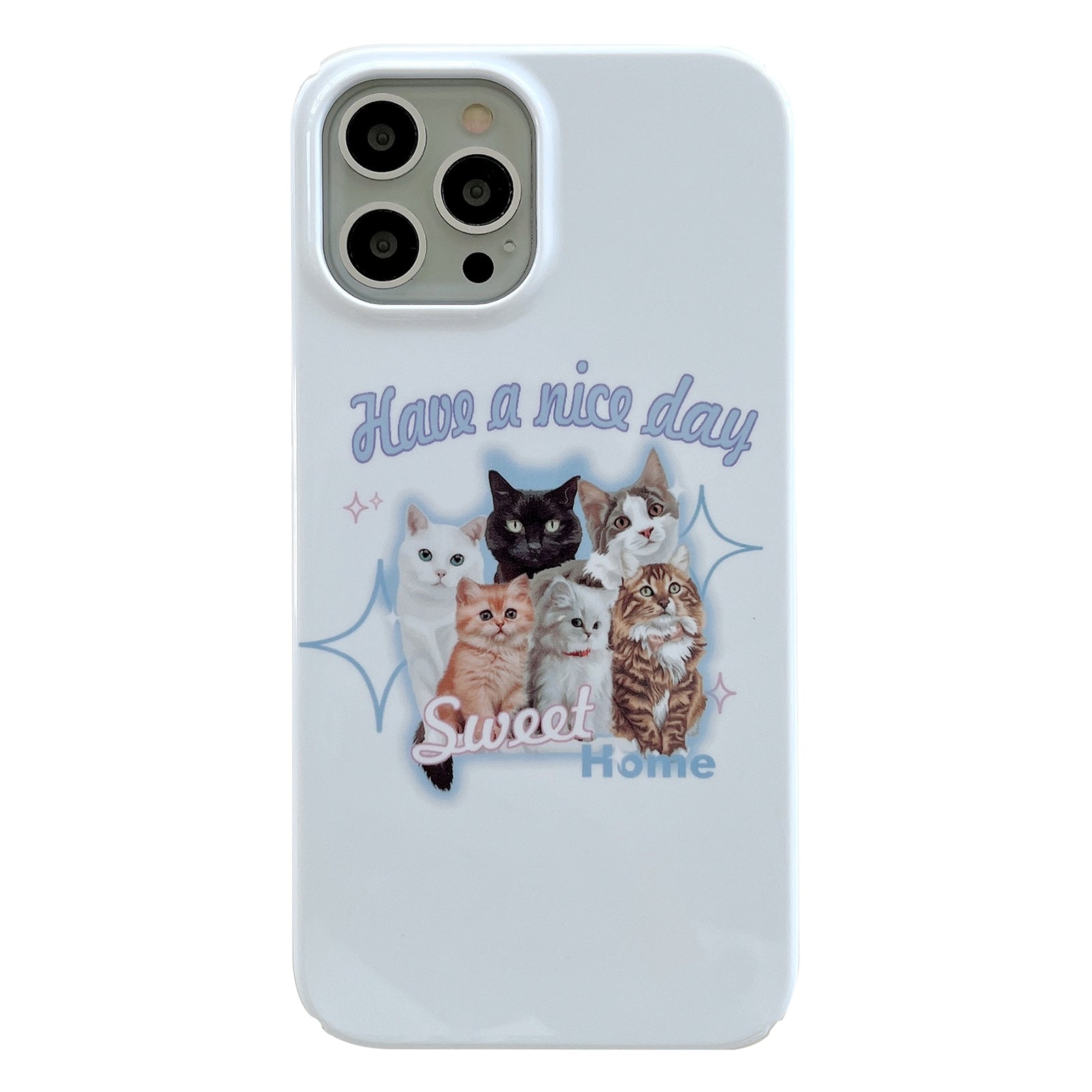 Hard PC Phone Cover for iPhone 12 Pro 6.1 inch Pattern Printing Anti-Drop Glossy Phone Case - Sweet Cats