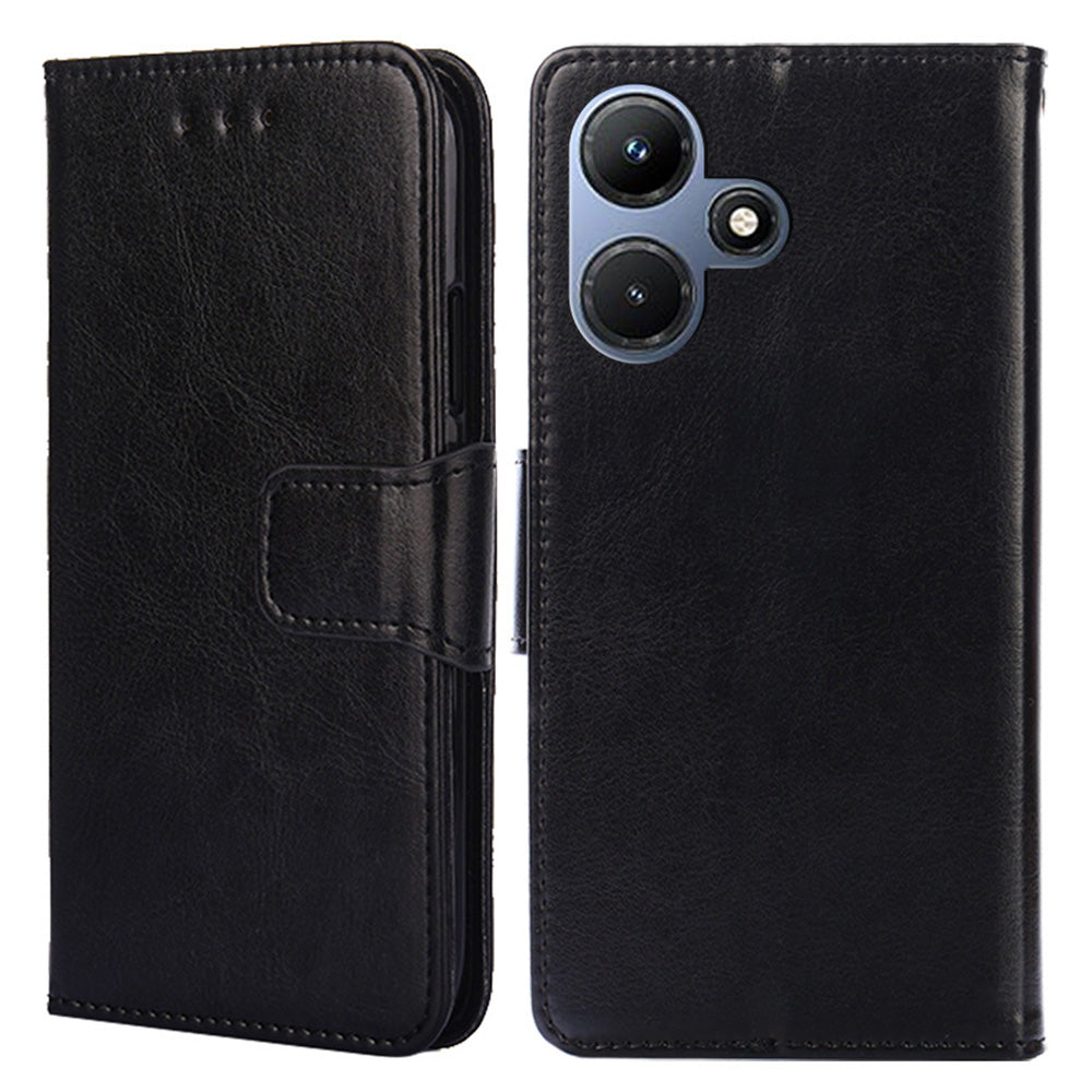 Uniqkart for Infinix Hot 30i Textured PU Leather Wallet Stand Case Anti-scratch Phone Cover - Black