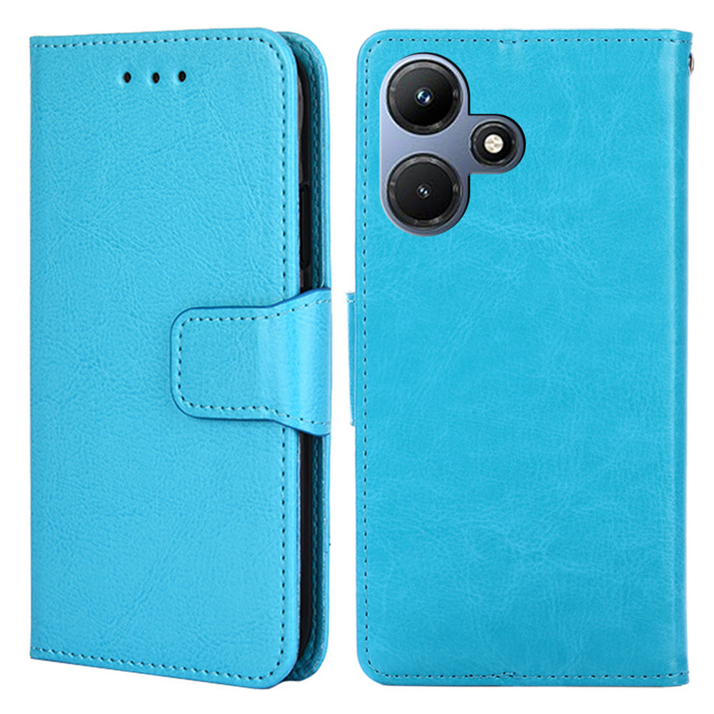 Uniqkart for Infinix Hot 30i Textured PU Leather Wallet Stand Case Anti-scratch Phone Cover - Baby Blue