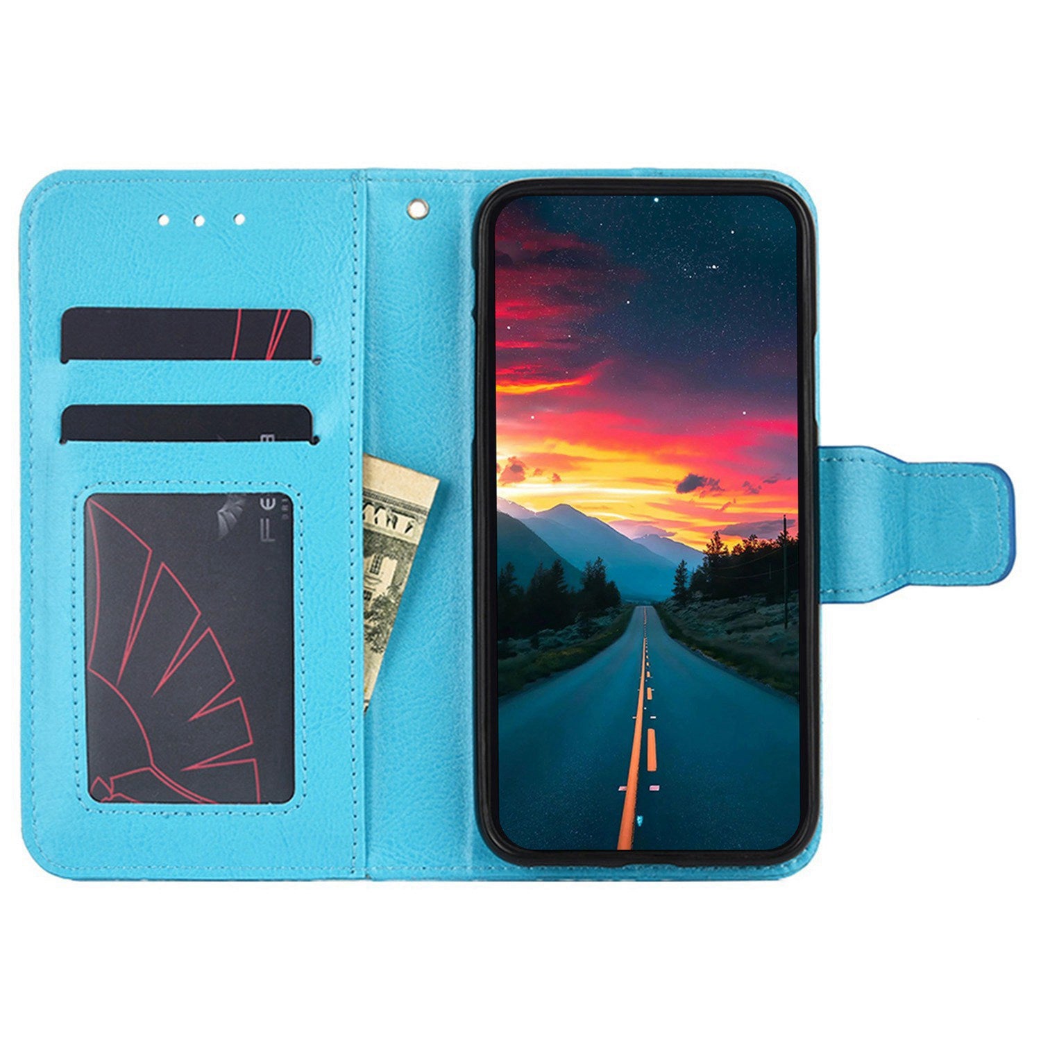 Uniqkart for Infinix Hot 30i Textured PU Leather Wallet Stand Case Anti-scratch Phone Cover - Baby Blue
