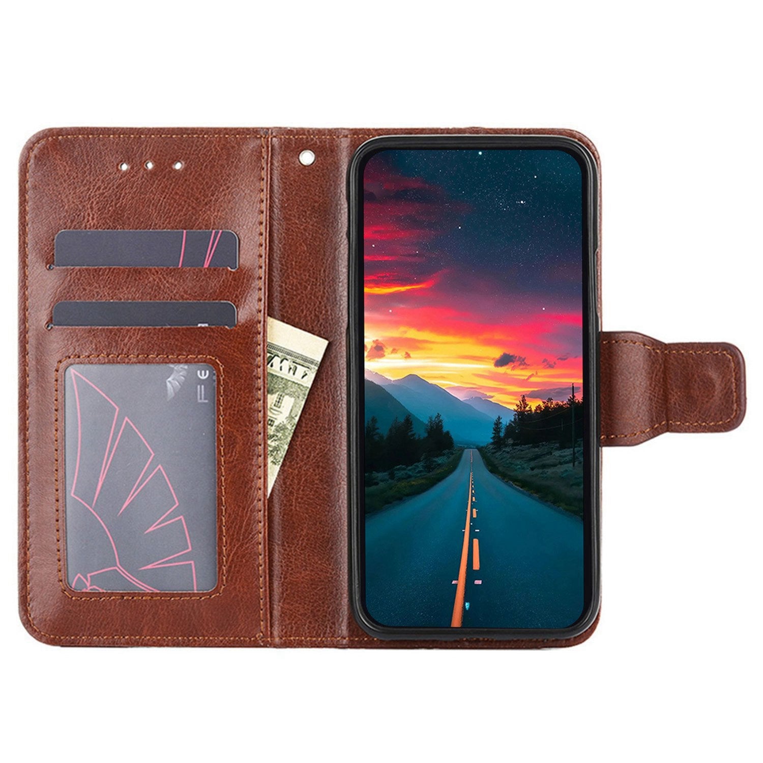 Uniqkart for Infinix Hot 30i Textured PU Leather Wallet Stand Case Anti-scratch Phone Cover - Brown