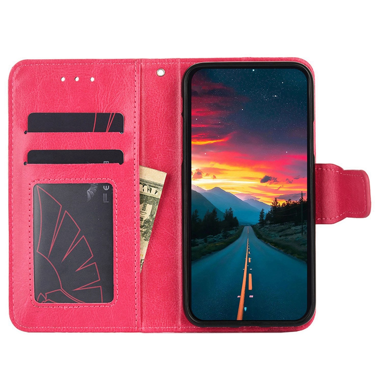 Uniqkart for Infinix Hot 30i Textured PU Leather Wallet Stand Case Anti-scratch Phone Cover - Rose