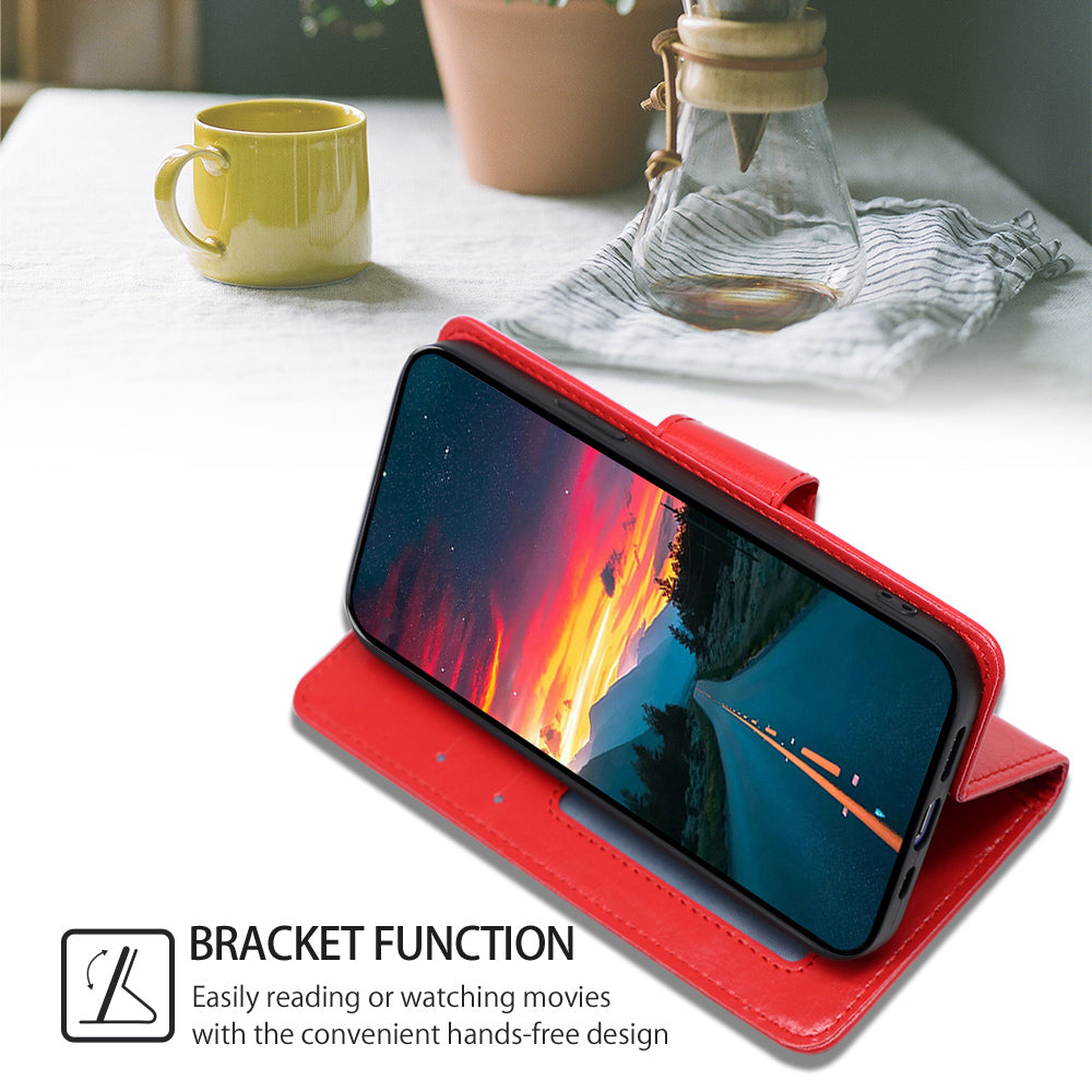 Uniqkart for Infinix Hot 30i Textured PU Leather Wallet Stand Case Anti-scratch Phone Cover - Red