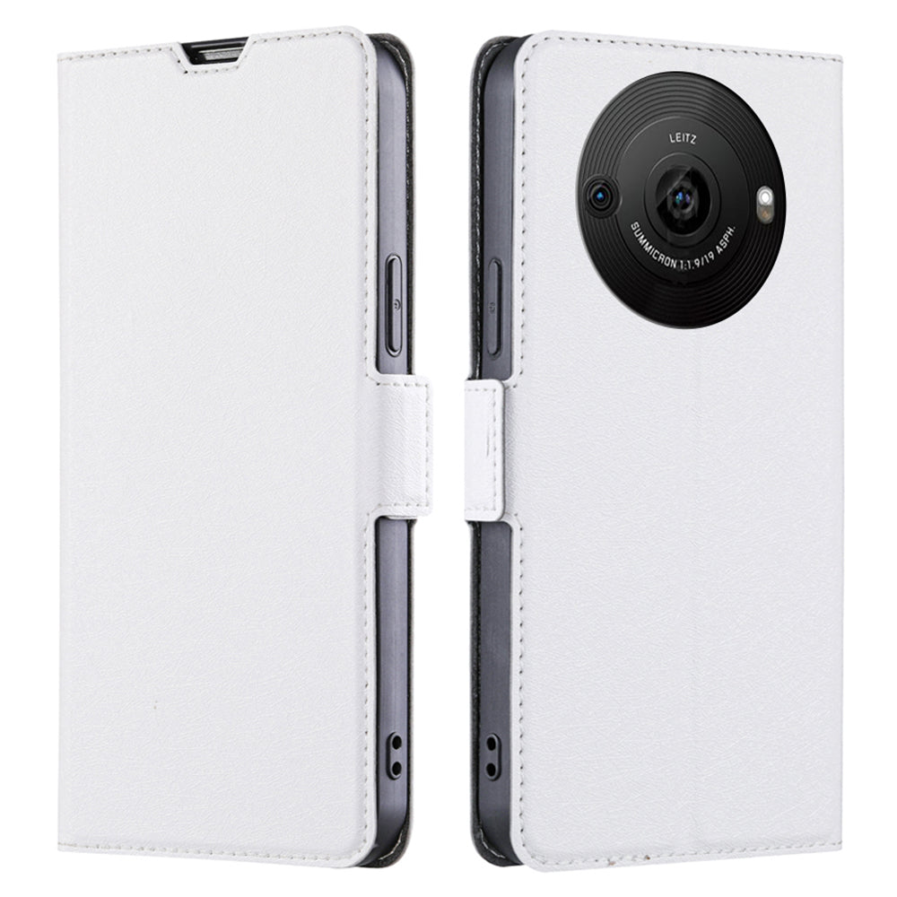 Uniqkart for Sharp Aquos R8 Pro SH-51D PU Leather Stand Phone Cover Card Holder Anti-drop Case - White