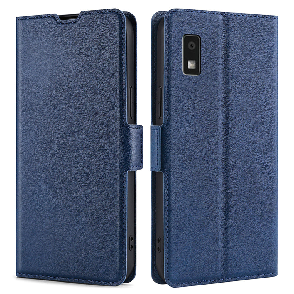 Uniqkart for Sharp Aquos Wish3  PU Leather Stand Case Full Protection Phone Cover with Card Holder - Blue