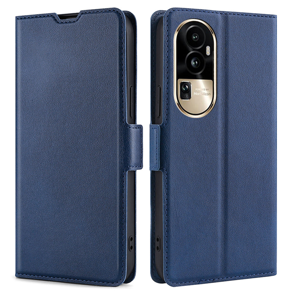 Uniqkart for Oppo Reno10 Pro 5G Anti-Scratch Card Slot Stand Phone Case PU Leather Shockproof Cover - Blue