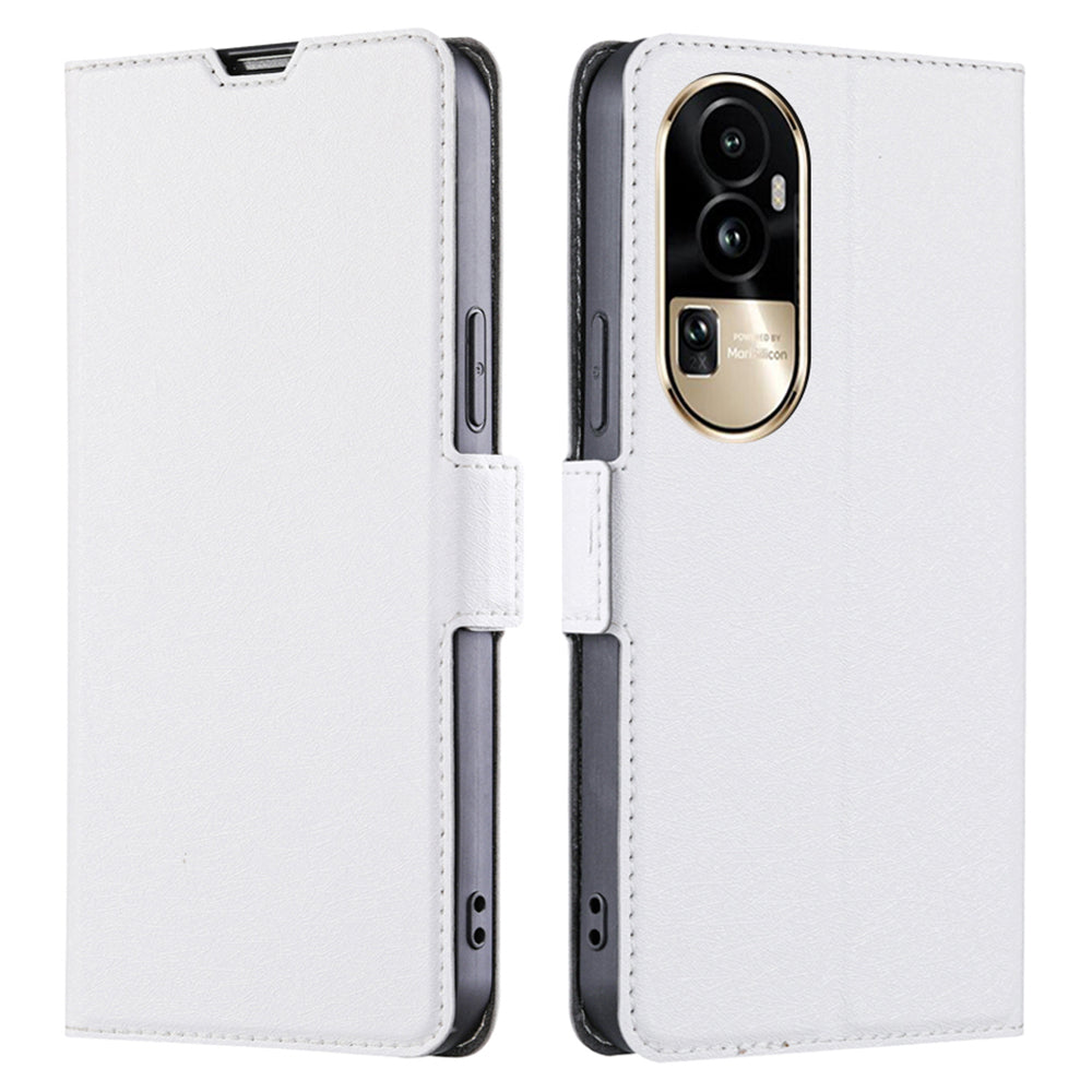 Uniqkart for Oppo Reno10 Pro 5G Anti-Scratch Card Slot Stand Phone Case PU Leather Shockproof Cover - White