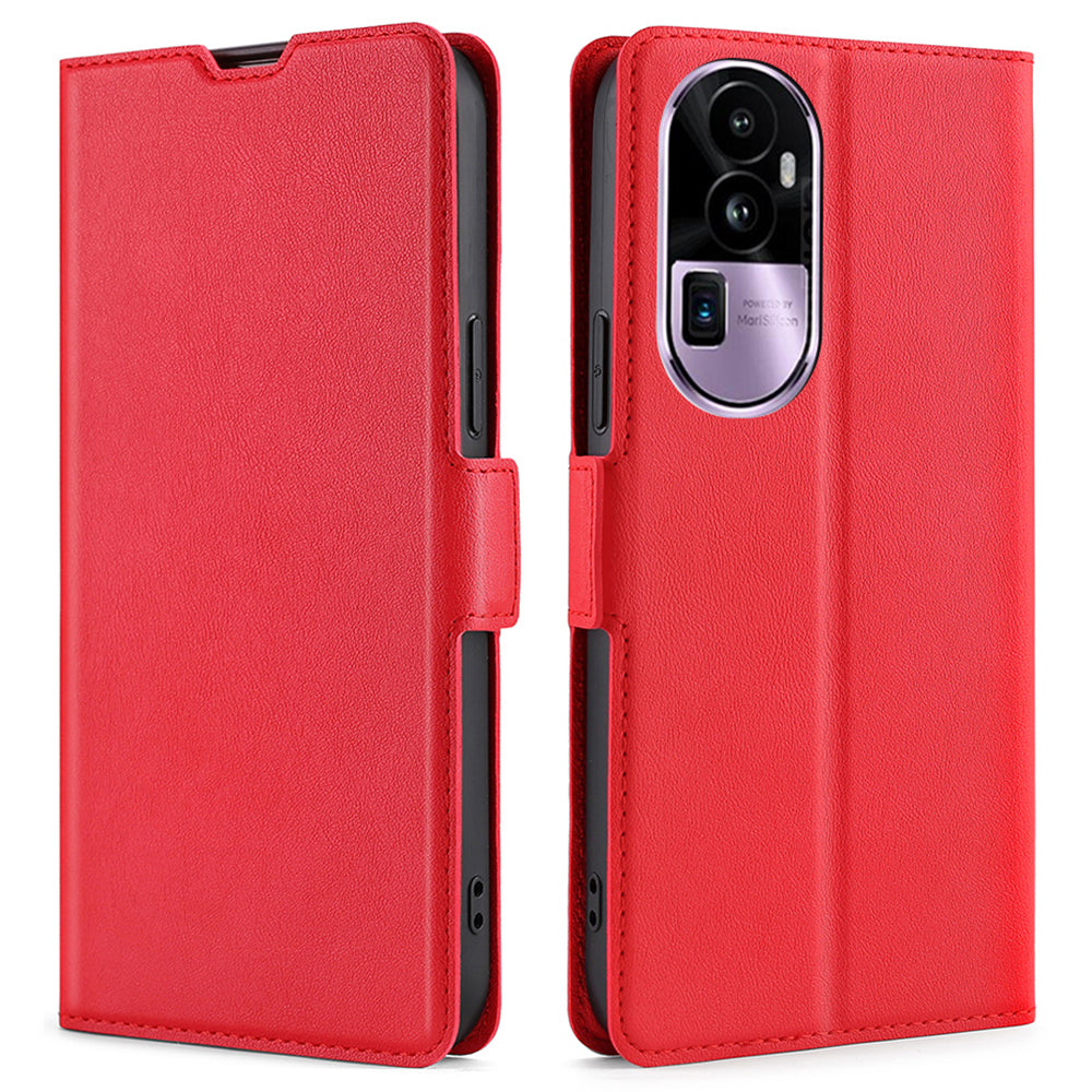 Uniqkart for Oppo Reno10 Pro+ 5G Card Slot Design Stand Phone Case PU Leather Shockproof Cover - Red