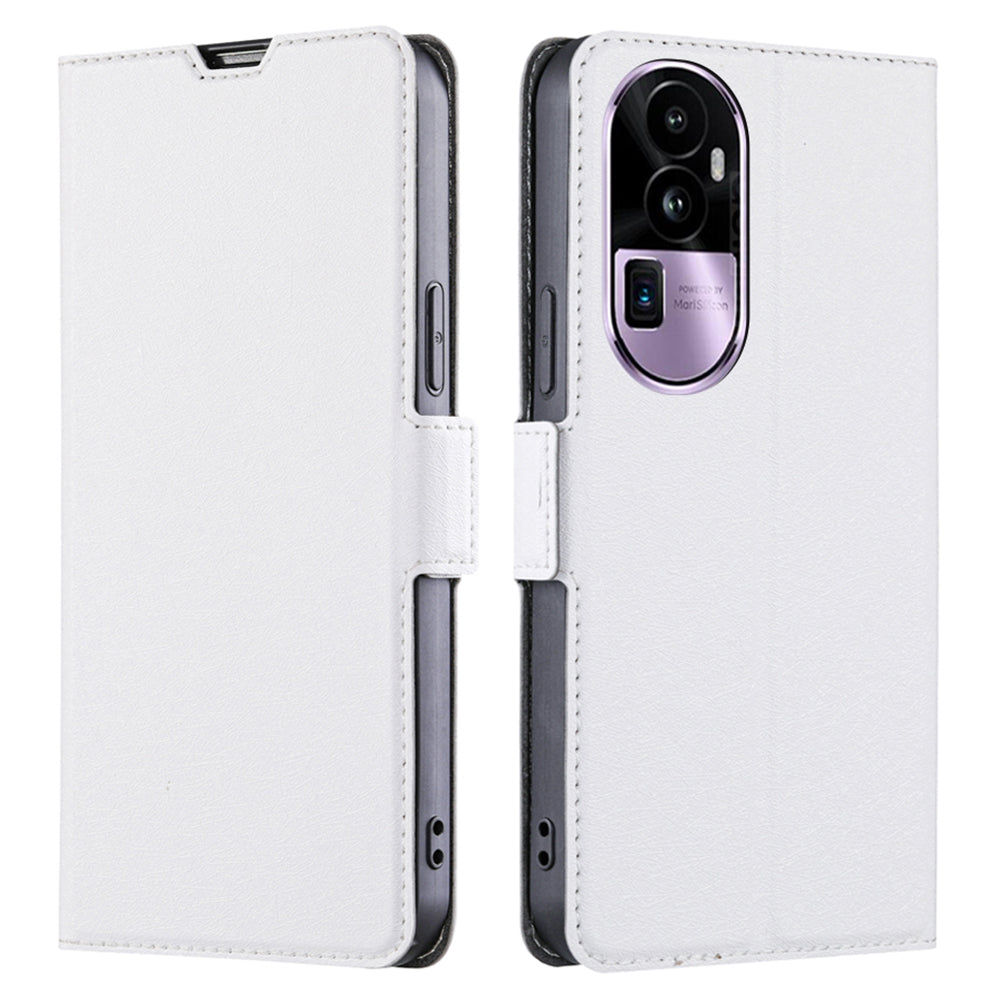 Uniqkart for Oppo Reno10 Pro+ 5G Card Slot Design Stand Phone Case PU Leather Shockproof Cover - White