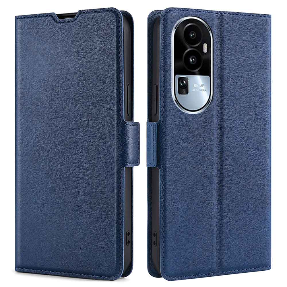 Uniqkart for Oppo Reno10 5G Card Slot Foldable Stand Phone Case PU Leather Shockproof Cover - Blue