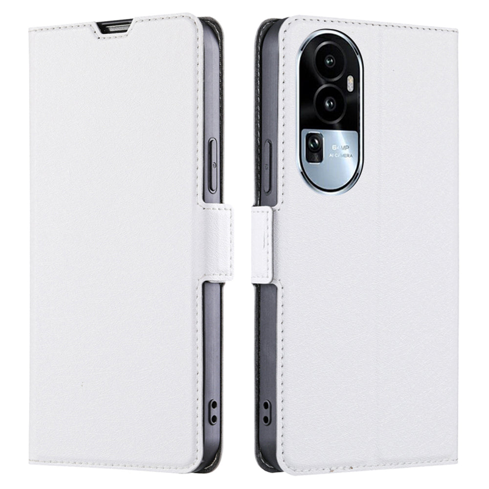 Uniqkart for Oppo Reno10 5G Card Slot Foldable Stand Phone Case PU Leather Shockproof Cover - White