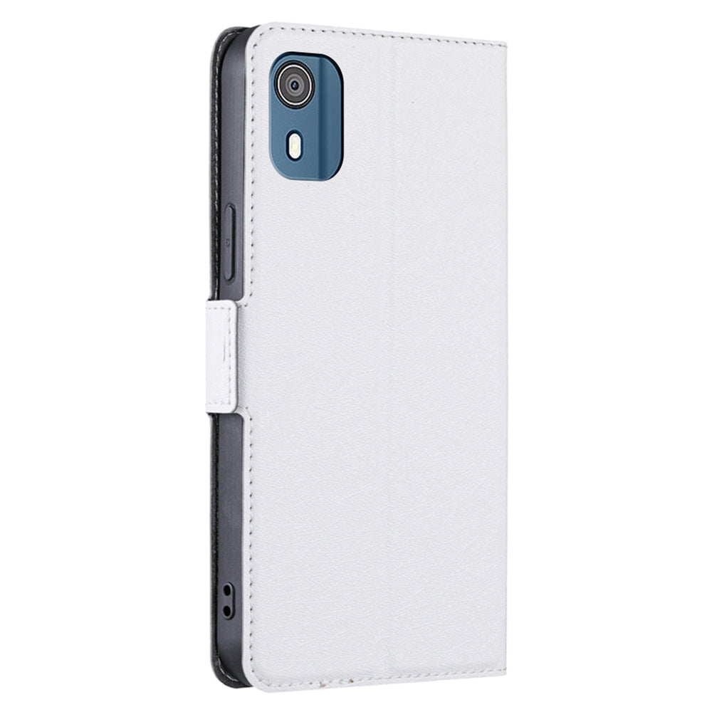 PU Leather Phone Case for Nokia C02 TA-1522 Card Holder Stand Protective Phone Cover - White