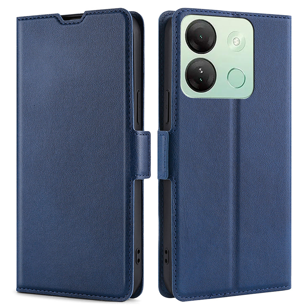 Stand Phone Cover for Infinix Smart 7 HD 4G PU Leather Card Holder Anti-drop Case - Blue
