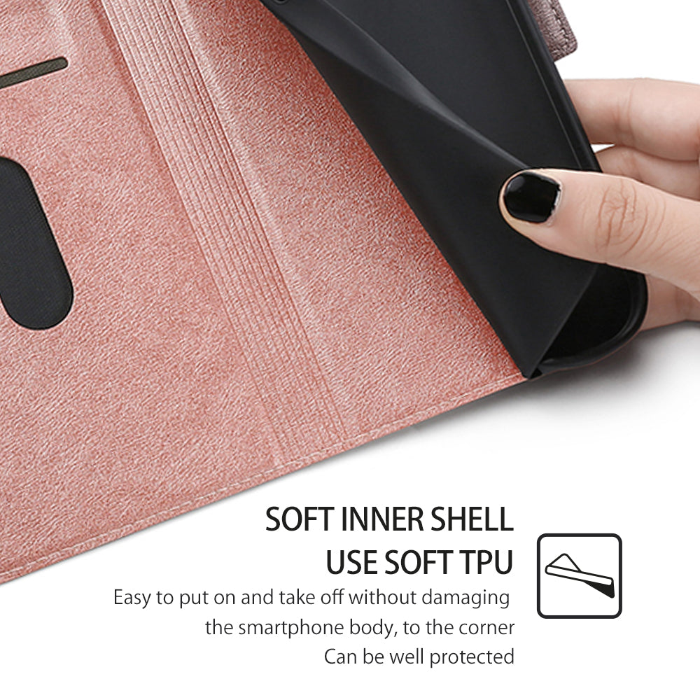 Stand Phone Cover for Infinix Smart 7 HD 4G PU Leather Card Holder Anti-drop Case - Rose Gold