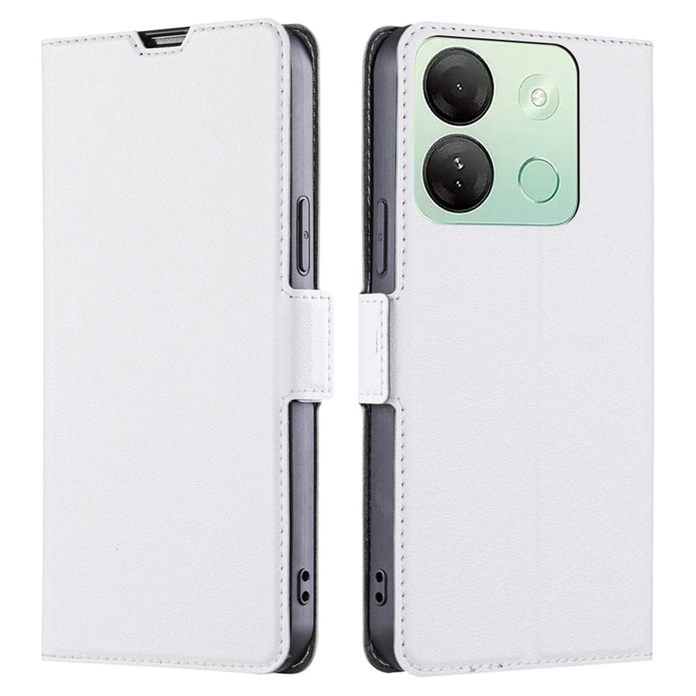 Stand Phone Cover for Infinix Smart 7 HD 4G PU Leather Card Holder Anti-drop Case - White