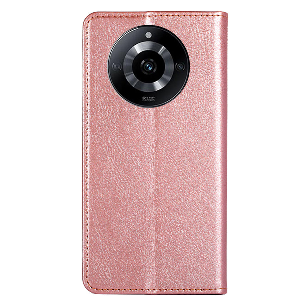 Uniqkart for Realme 11 5G PU Leather + TPU Flip Cover Scratch Resistant Phone Case with Stand Wallet - Rose Gold