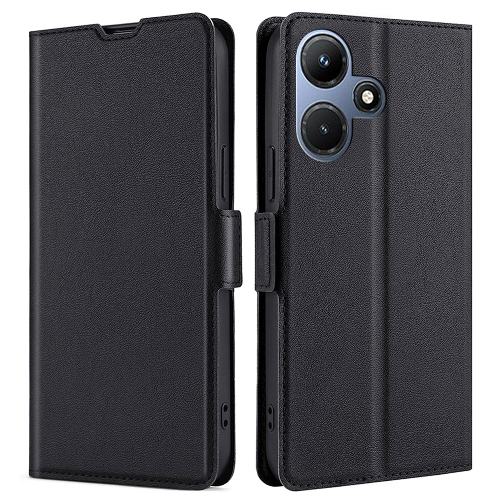 Uniqkart for Infinix Hot 30i PU Leather Viewing Stand Phone Cover Card Holder Shockproof Case - Black