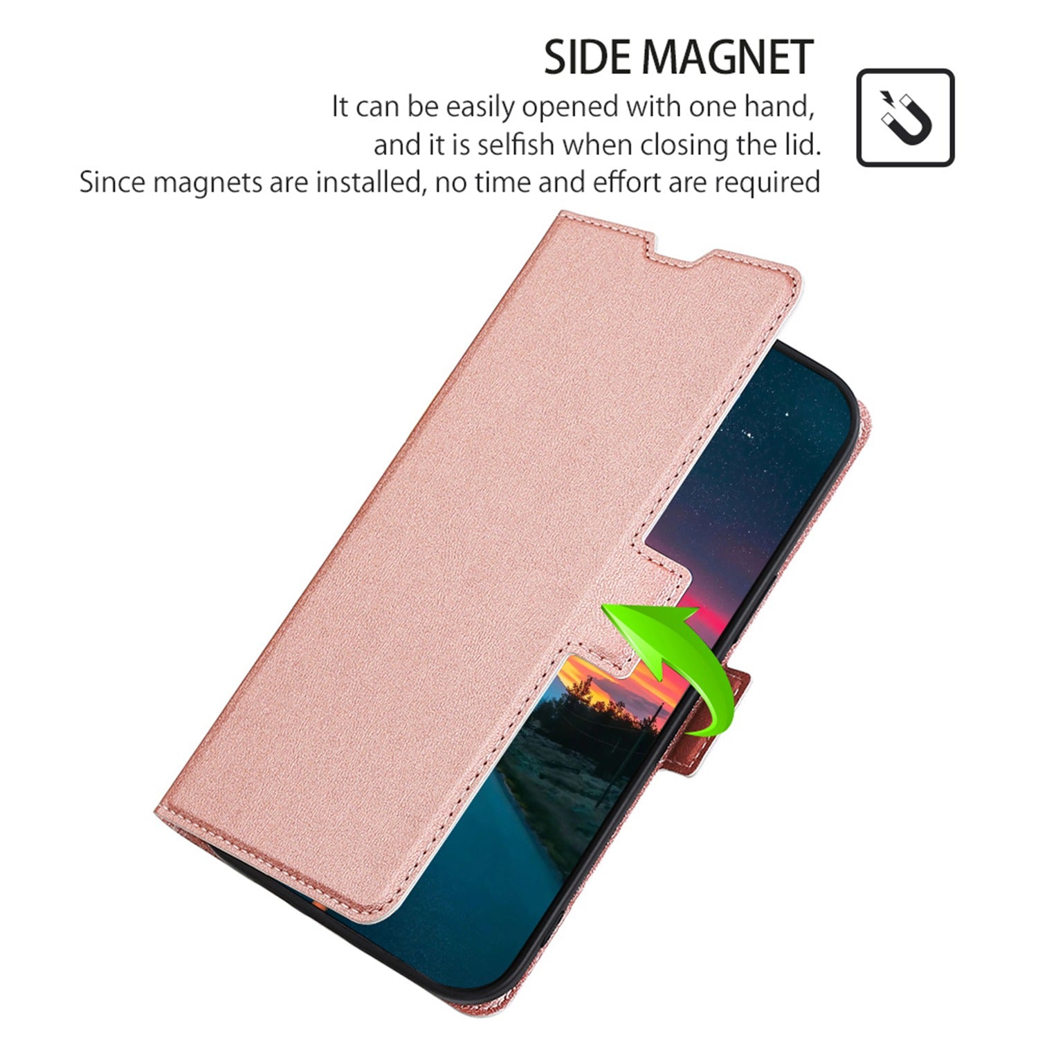 Uniqkart for Infinix Hot 30i PU Leather Viewing Stand Phone Cover Card Holder Shockproof Case - Rose Gold