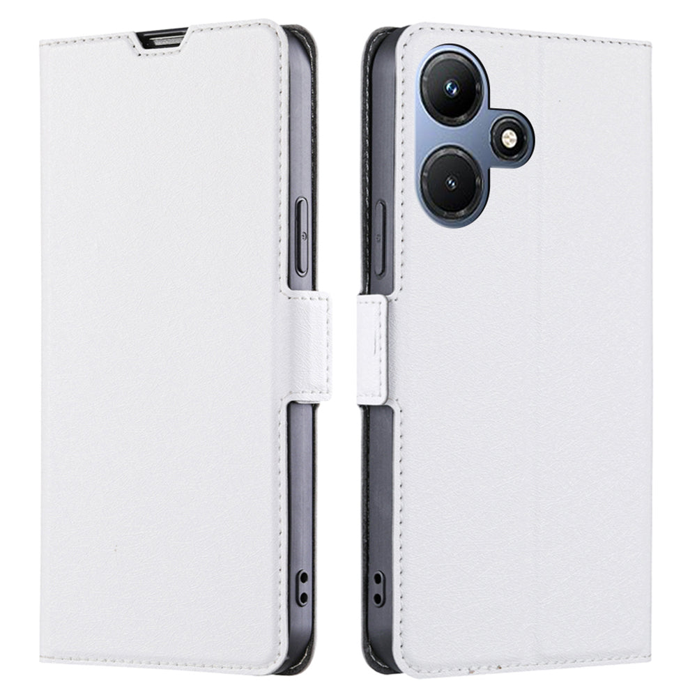 Uniqkart for Infinix Hot 30i PU Leather Viewing Stand Phone Cover Card Holder Shockproof Case - White