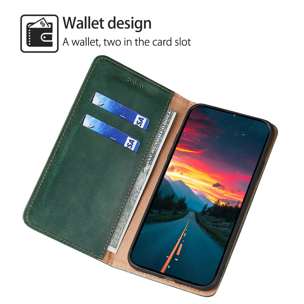 PU Leather + TPU Shell for Infinix Hot 30i Flip Cover Phone Case with Stand Wallet - Green