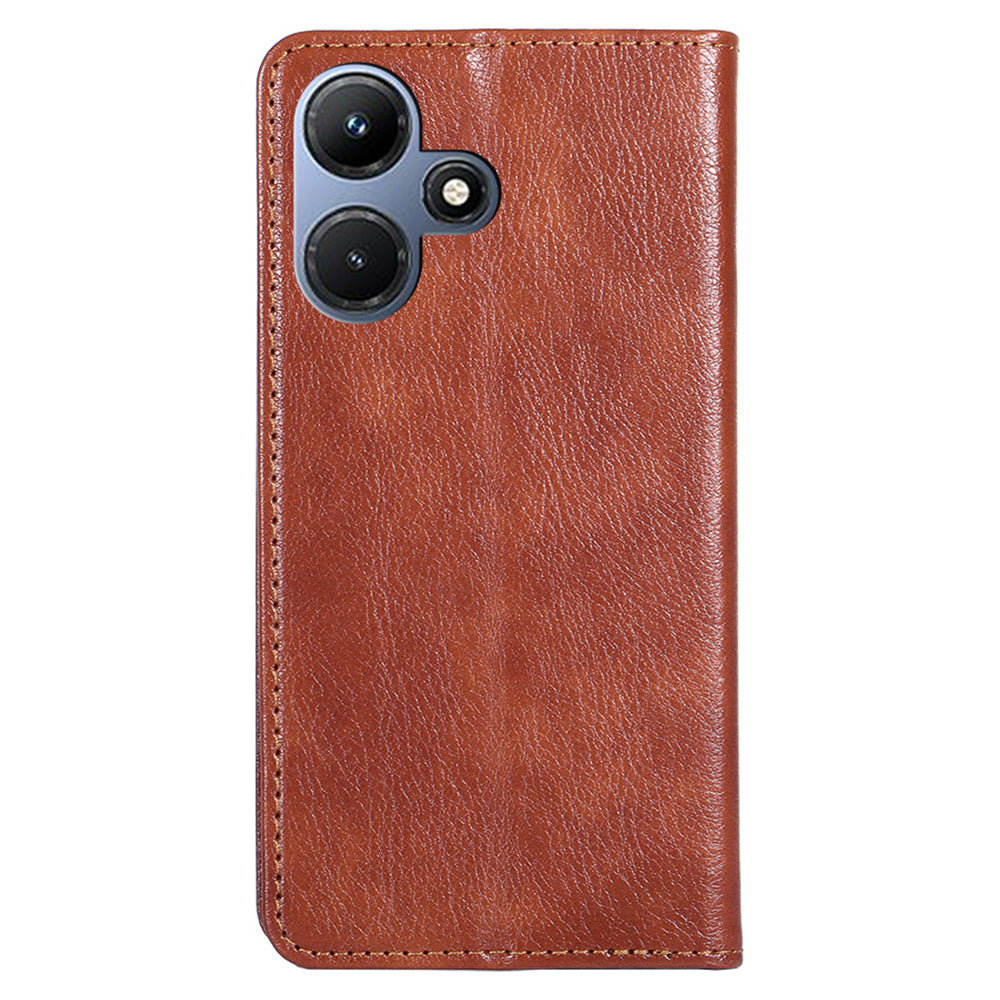 PU Leather + TPU Shell for Infinix Hot 30i Flip Cover Phone Case with Stand Wallet - Brown
