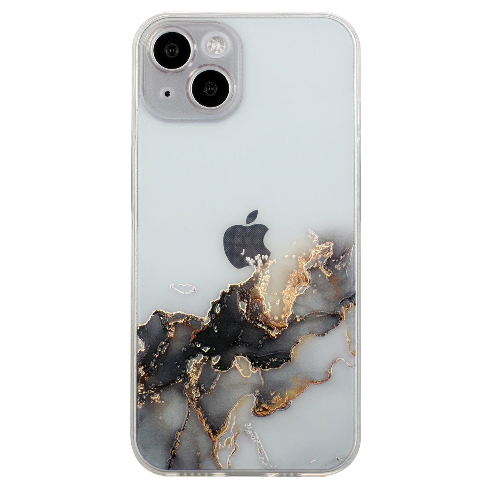Uniqkart for iPhone 15 Shockproof TPU Case Embossing Marble Pattern Phone Shell Anti-Scratch Phone Cover - Black