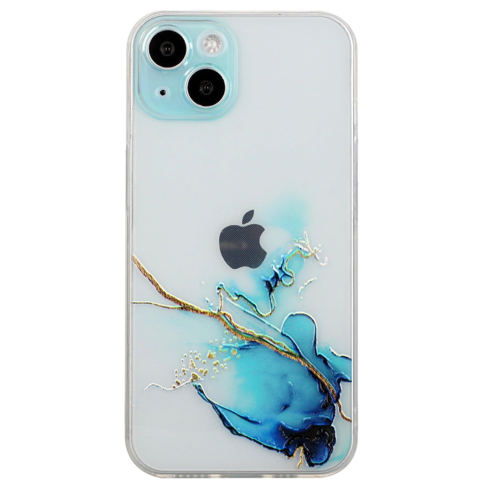 Uniqkart for iPhone 15 Shockproof TPU Case Embossing Marble Pattern Phone Shell Anti-Scratch Phone Cover - Blue