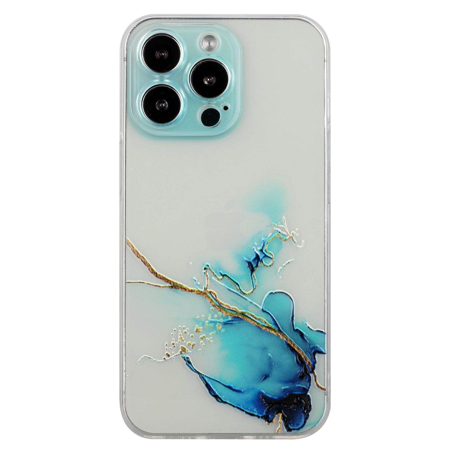 Soft TPU Phone Case for iPhone 15 Pro , Embossing Marble Pattern Protective Phone Cover - Blue