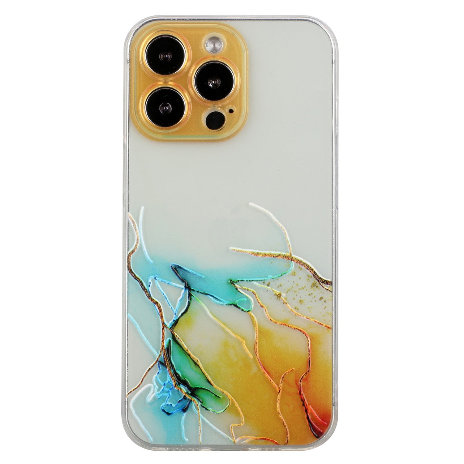Soft TPU Phone Case for iPhone 15 Pro , Embossing Marble Pattern Protective Phone Cover - Yellow