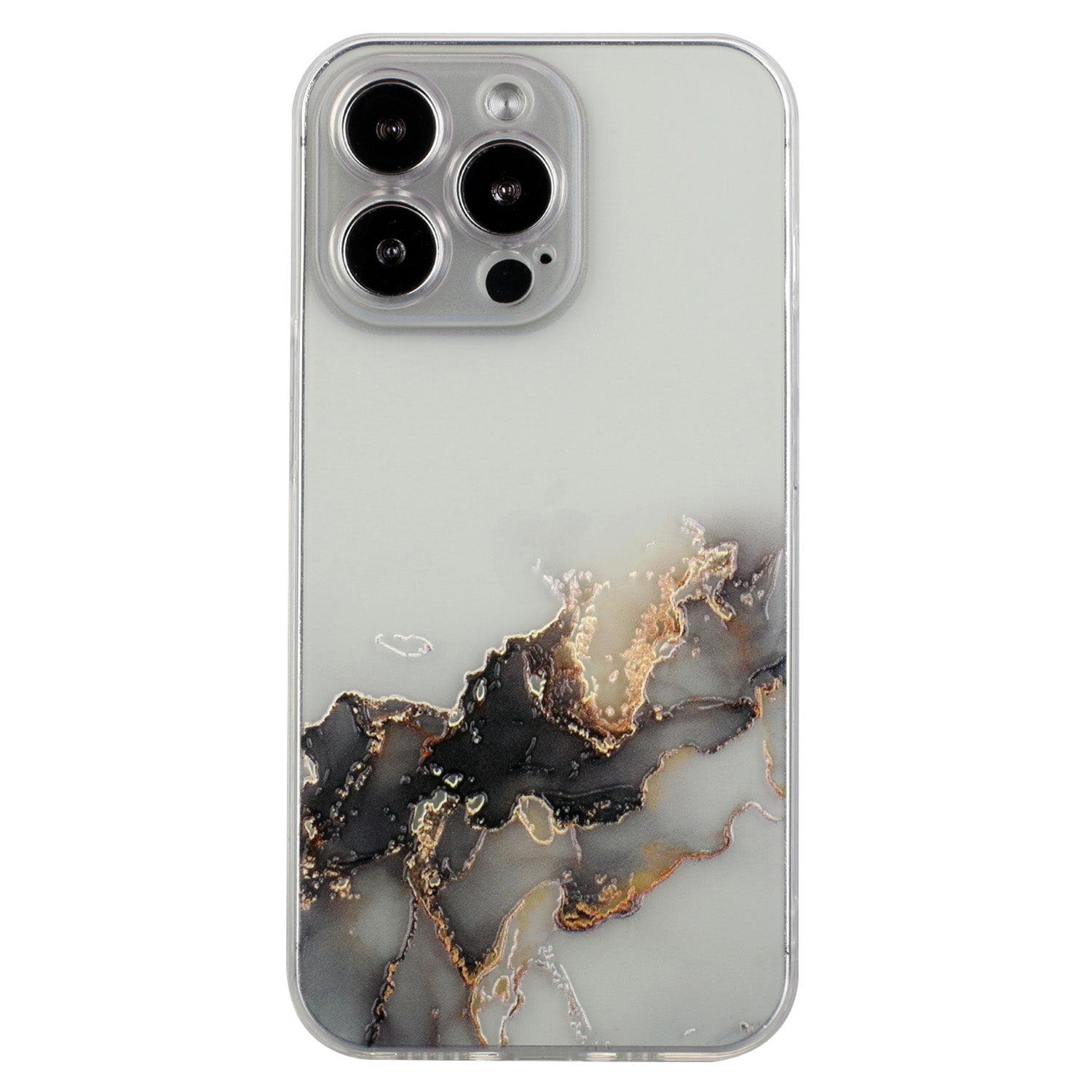 Soft TPU Phone Case for iPhone 15 Pro , Embossing Marble Pattern Protective Phone Cover - Black