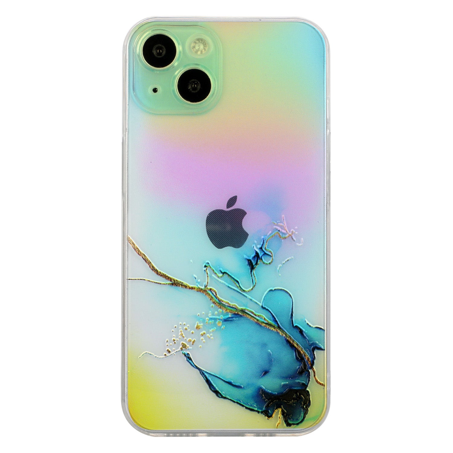 Marble Pattern Embossing TPU Case for iPhone 15 Colorful Laser Shockproof Phone Cover - Blue