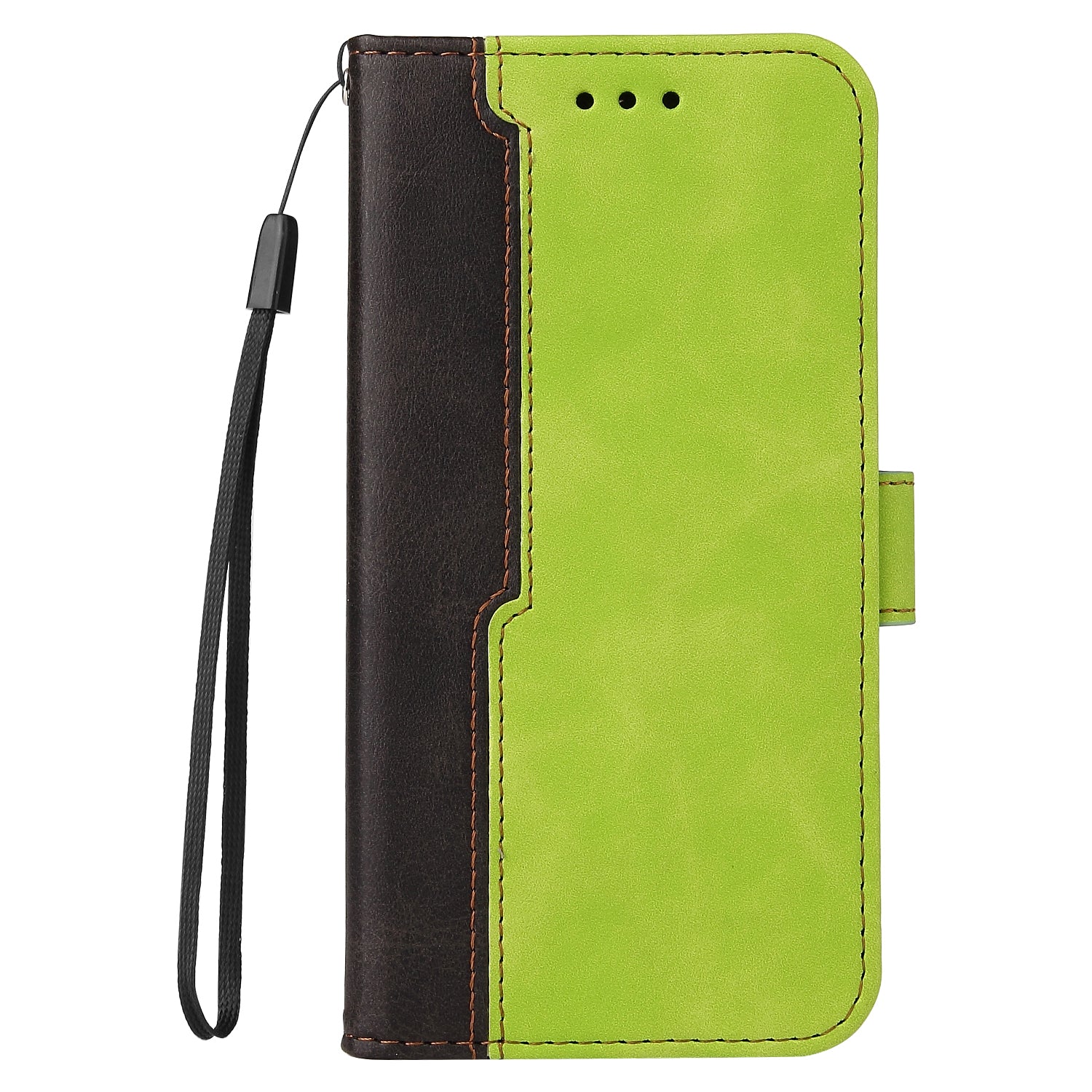 Stand Wallet Shell for iPhone 15 Ultra Business Style Phone Case Dual-color Splicing PU Leather Cover - Green