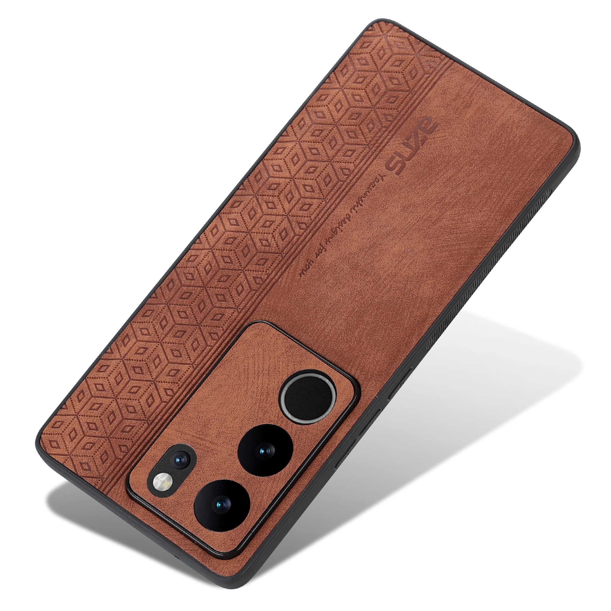 Uniqkart For vivo S17 Pro 5G / S17 5G Mobile Phone Case Anti-Scratch Imprinted PU Leather+TPU Phone Cover - Brown