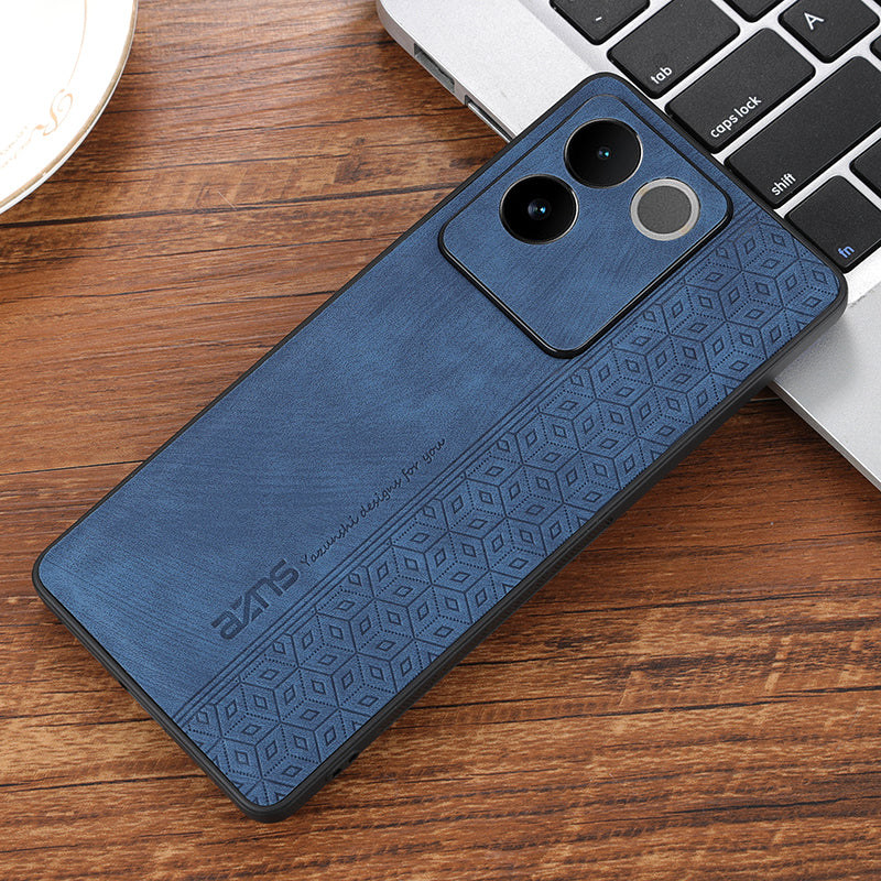 Uniqkart For vivo S17e 5G Imprinted PU Leather+TPU Case Anti-drop Phone Cover - Blue
