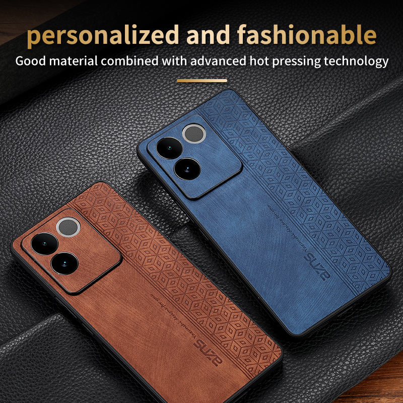 Uniqkart For vivo S17e 5G Imprinted PU Leather+TPU Case Anti-drop Phone Cover - Blue