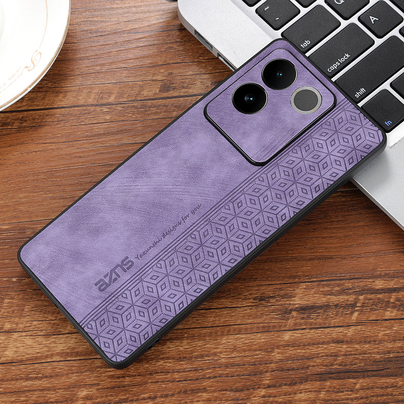 Uniqkart For vivo S17e 5G Imprinted PU Leather+TPU Case Anti-drop Phone Cover - Purple