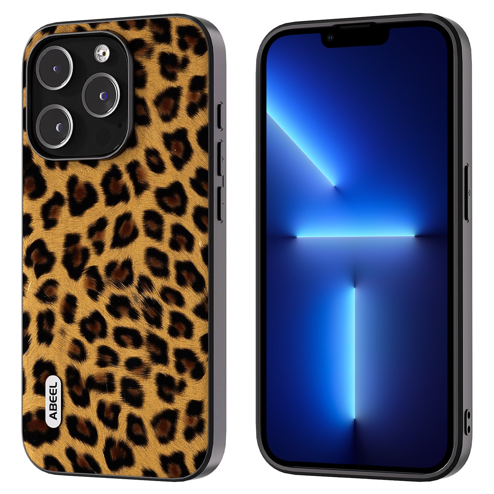 Uniqkart for iPhone 13 Pro Leopard Texture Slim Case PU Leather + TPU + PC Phone Cover - Gold