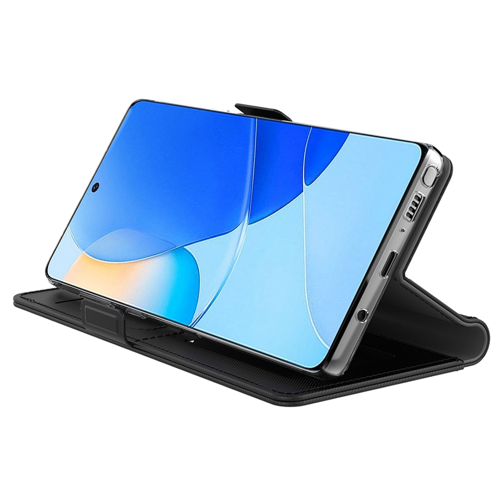 for Huawei nova 11 Pro / nova 11 Ultra TPU + PU Leather Stand Case Mirror Design Phone Cover with Card Holder - Black