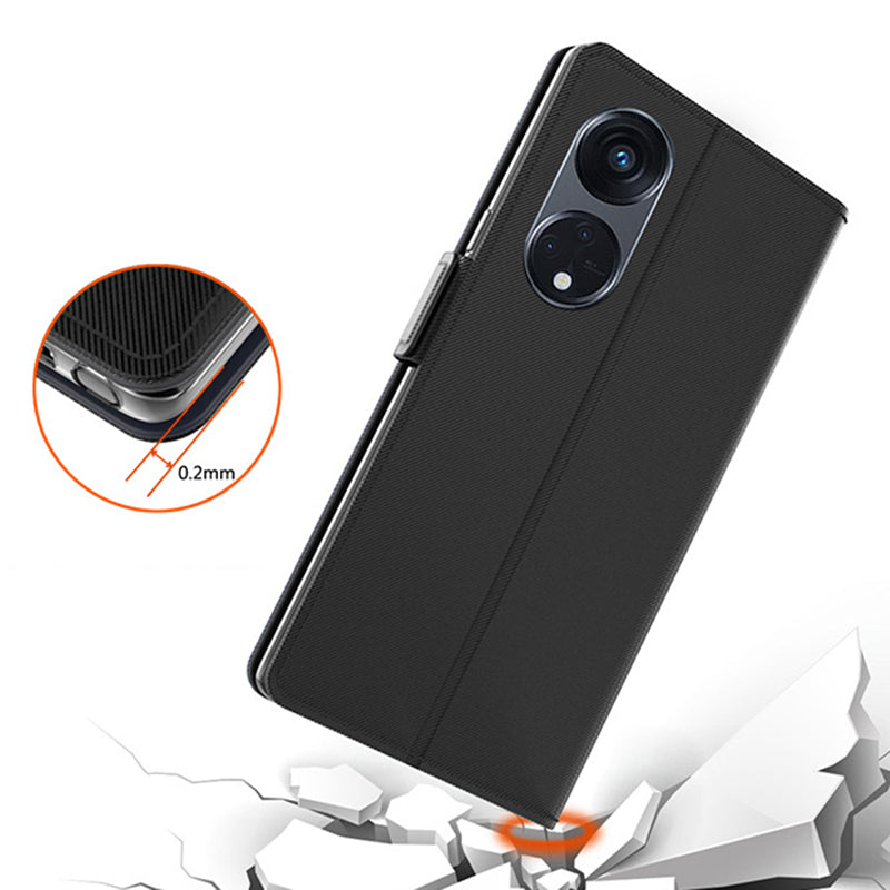 PU Leather+TPU Phone Cover For Oppo Reno8 T 5G / A1 Pro 5G , Phone Case Mirror Card Holder Stand Shell - Black