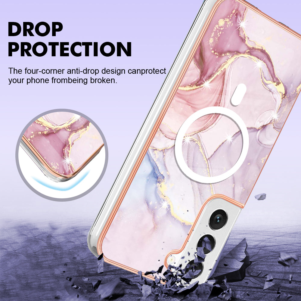 YB IMD Series-19 for Samsung Galaxy S23 Magnetic IMD Electroplated Phone Case 2.0mm TPU Anti-scratch Cover - Rose Gold