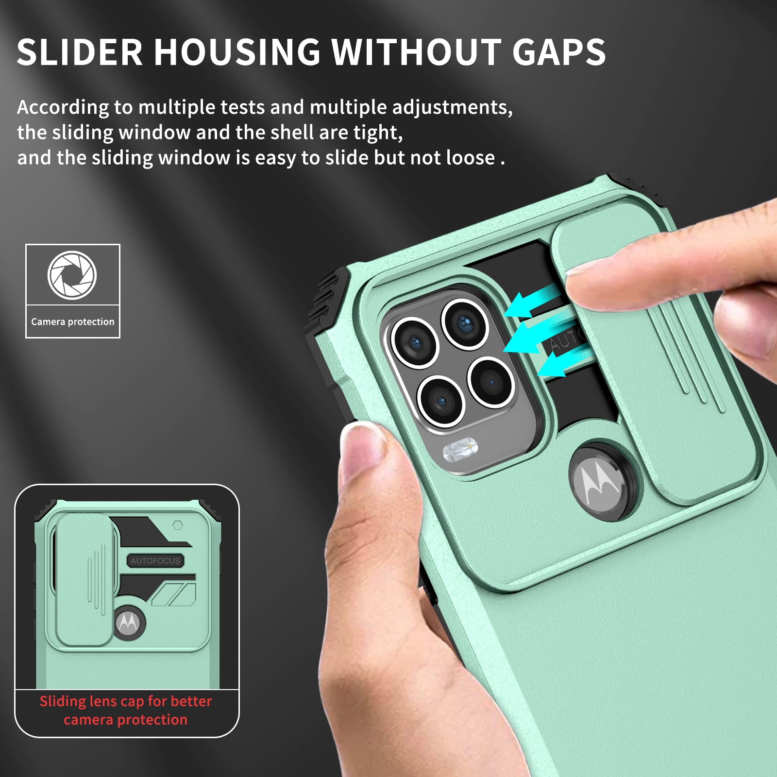 Uniqkart for Motorola Moto G Stylus 5G (2021) Phone Protector Slide Camera Hard PC + Flexible TPU Cover Kickstand Case - Baby Blue