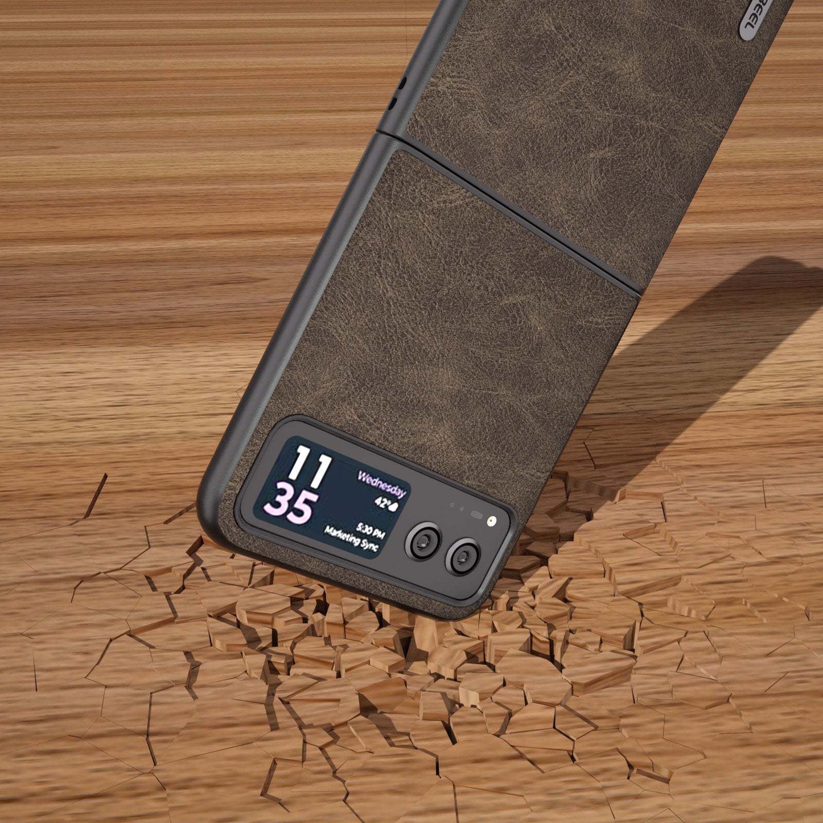 Uniqkart For Motorola Razr 40 5G PU Leather Coated PC Phone Shell Litchi Texture Ultra Thin Cover -  Khaki