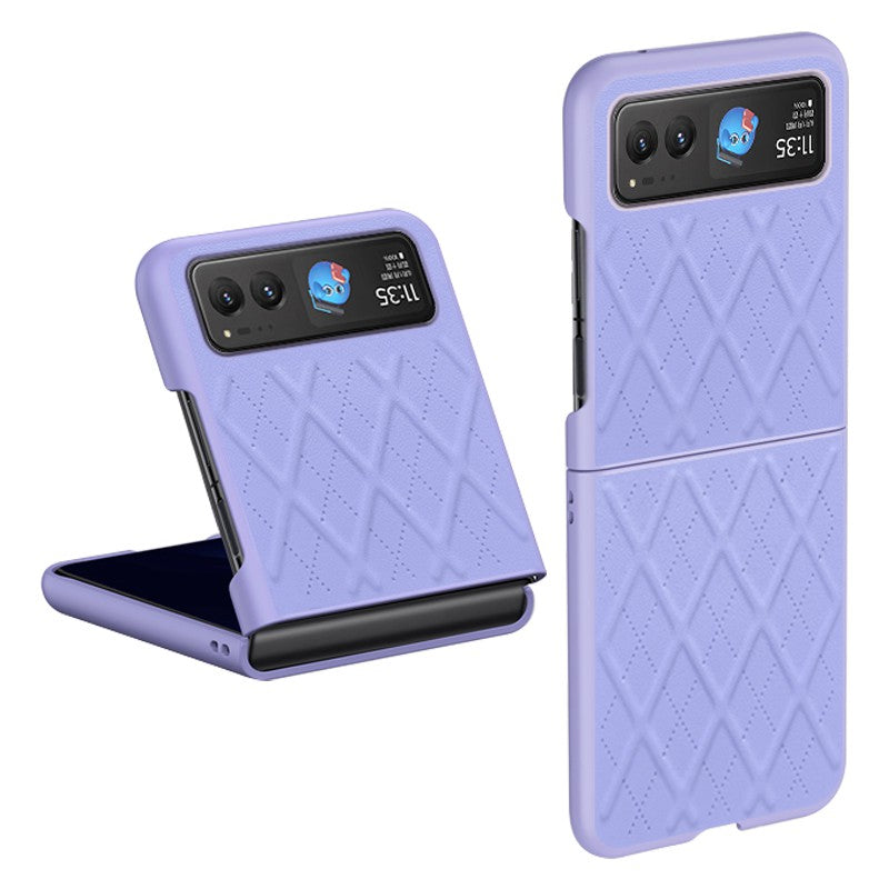 Uniqkart For Motorola Razr 40 5G Slim Rhombic Texture Phone Case PU Leather + PC Protective Cover - Purple