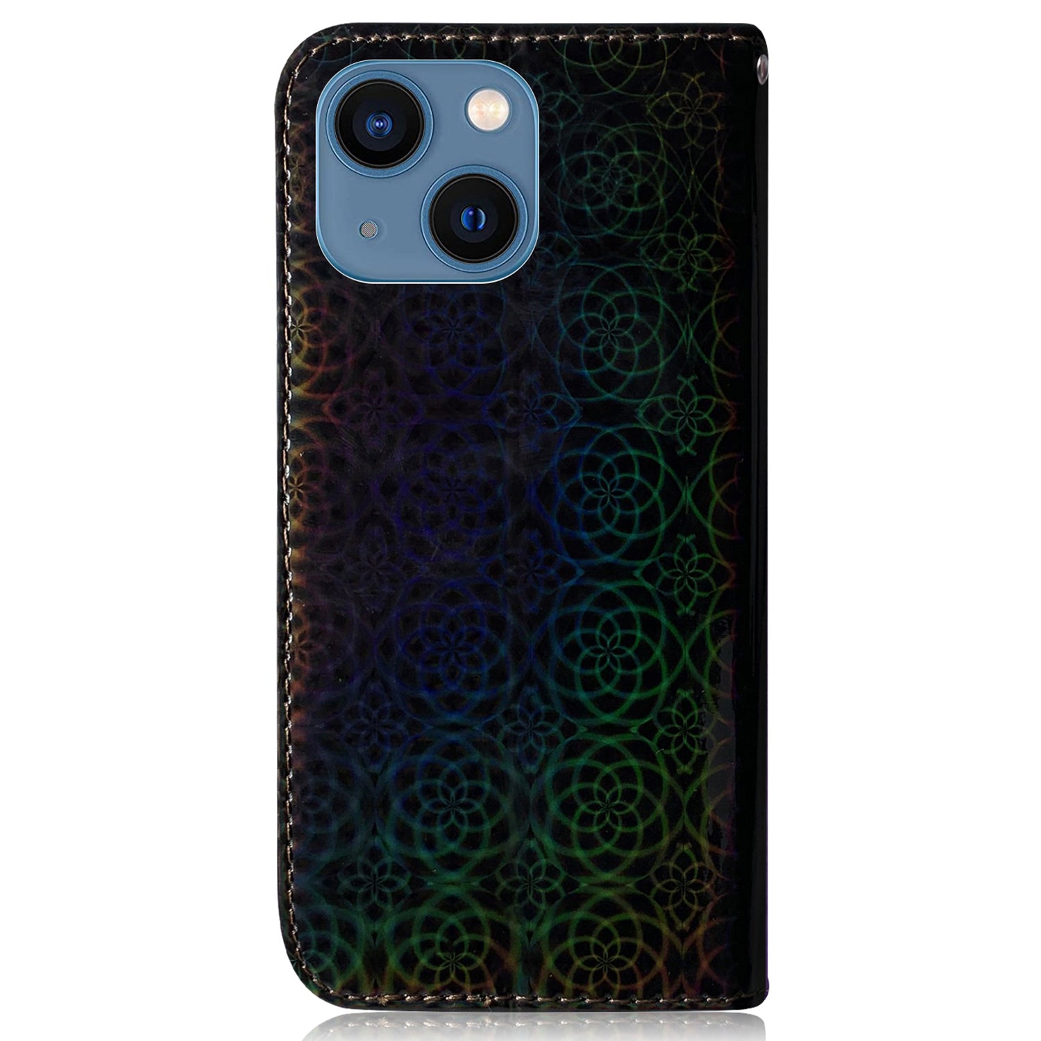 Wallet Leather Case for iPhone 15 , Stand Dazzling Flower Pattern Phone Cover - Black