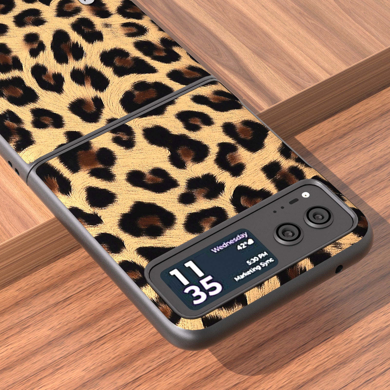 Uniqkart for Motorola Razr 40 5G Leopard Texture Phone Cover PU Leather + PC Scratch Resistant Case - Gold