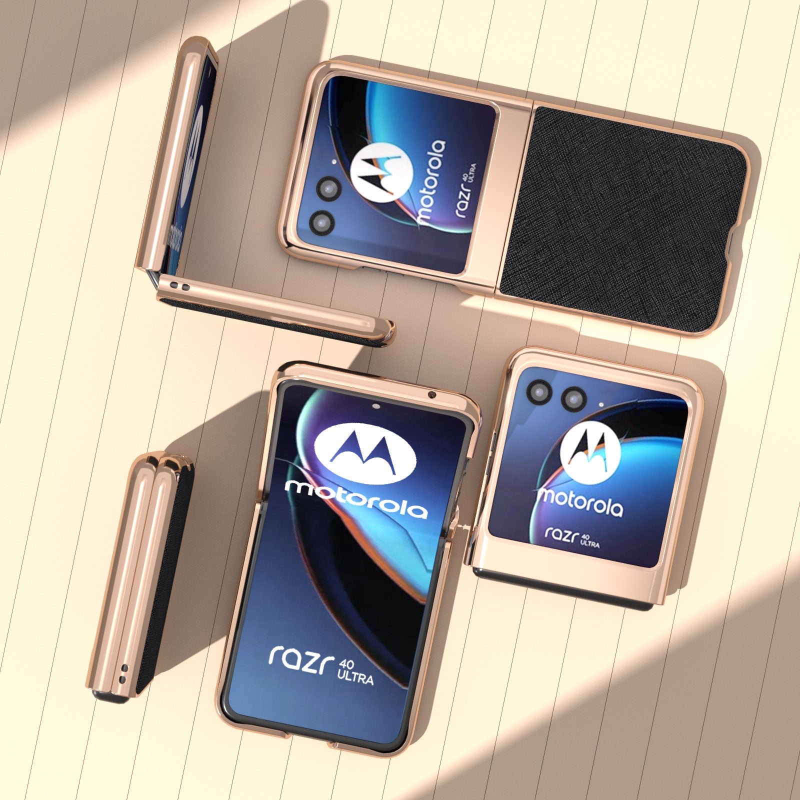 for Motorola Razr 40 Ultra 5G Genuine Cow Leather + PC Protective Cover Nano Electroplating Phone Case - Black