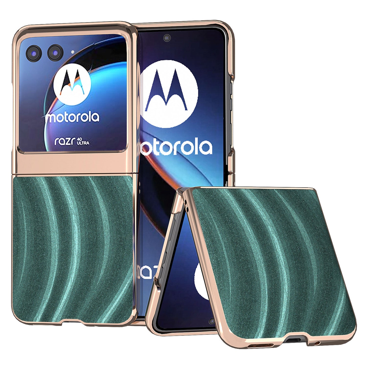 Milky Way Series for Motorola Razr 40 Ultra 5G Phone Case PU Leather + PC Nano Electroplating Cover - Green