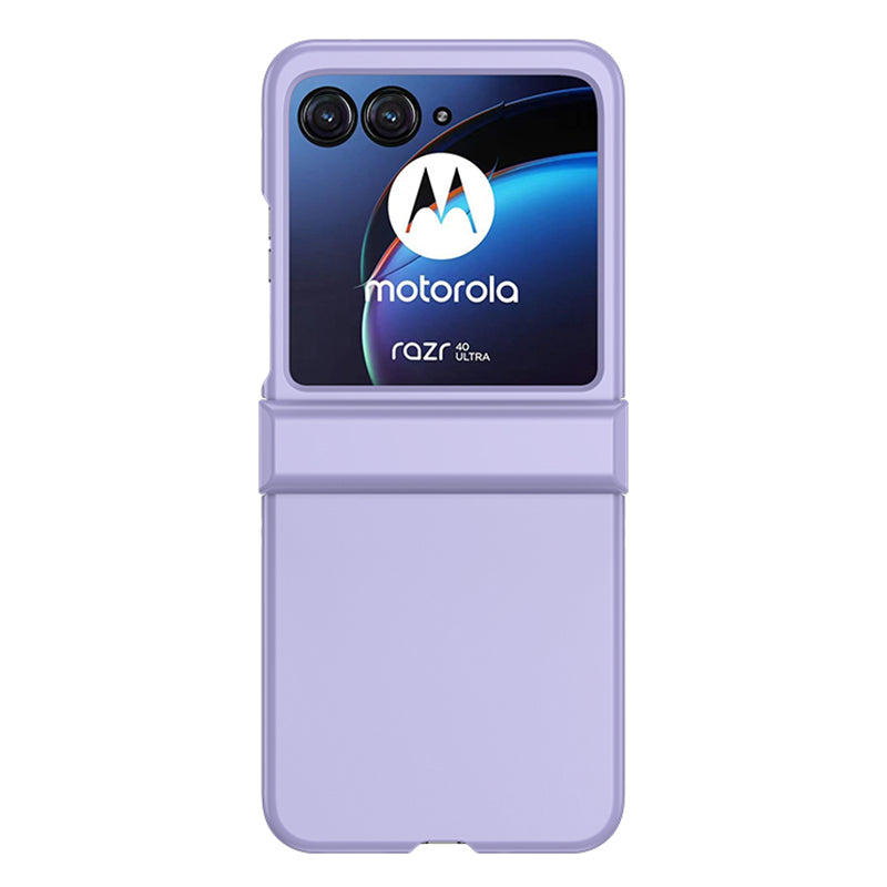 Uniqkart for Motorola Razr 40 Ultra 5G Phone Case Hinge Design PC Cover with Tempered Glass Rear Screen Protector - Purple