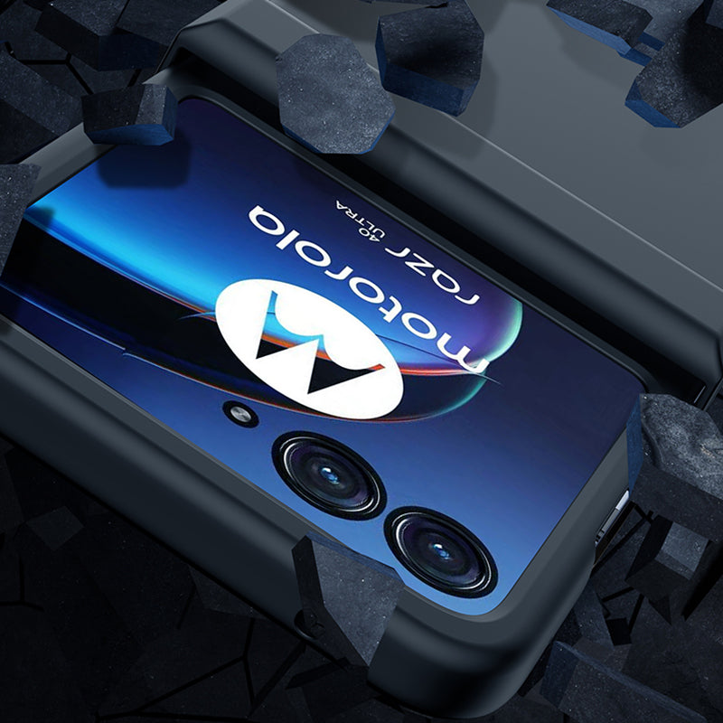 Uniqkart for Motorola Razr 40 Ultra 5G Phone Case Hinge Design PC Cover with Tempered Glass Rear Screen Protector - Purple