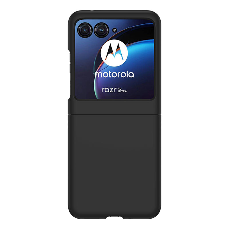for Motorola Razr 40 Ultra 5G Phone Case Skin-touch PC Cover with Tempered Glass Rear Screen Protector - Black